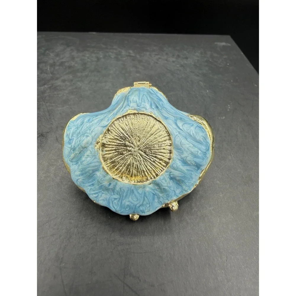 🦪💙 Blue Oyster Trinket Box Coastal Seashell Keepsake Jewelry Box ✨🌊